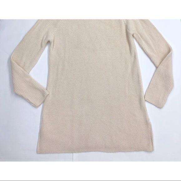Beige/Cream Cowl Neck Long Sleeve Knit Sweater Dress - Picture 7 of 10
